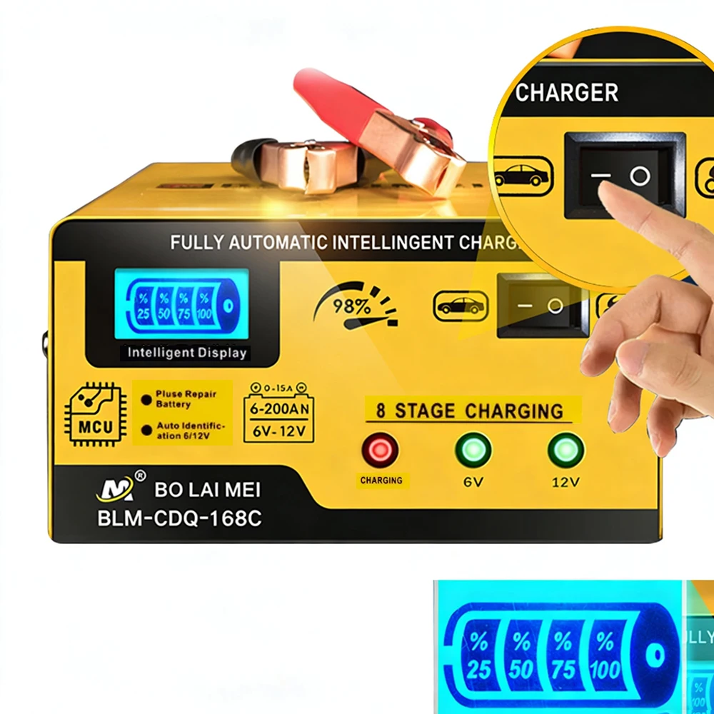 Smart Automative 6V 12V Car Battery Charger Adjustable Battery Charger Maintainer for AGM Gel Deep Cycle Car Truck
Smart Automative 6V 12V Car Battery Charger Adjustable Battery Charger Maintainer for AGM Gel Deep Cycle Car Truck