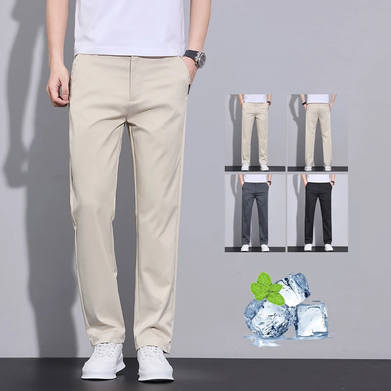 Summer Thin Casual Pants Men Twill Fabric Elastic Waist Business Slim Straight Korean Khaki Grey Chino Work Trousers Man
Summer Thin Casual Pants Men Twill Fabric Elastic Waist Business Slim Straight Korean Khaki Grey Chino Work Trousers Man