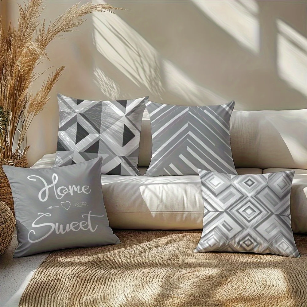 4pcs Gray Geometric Text Pattern Design Printed Pattern Zipper Pillowcase Double-Sided Polyester Printed Pattern Zipper Closed Home Decoration Living Room, Bedroom And Sofa Home Decoration (Pillow Not Included)
4pcs Gray Geometric Text Pattern Design Printed Pattern Zipper Pillowcase Double-Sided Polyester Printed Pattern Zipper Closed Home Decoration Living Room, Bedroom And Sofa Home Decoration (Pillow Not Included)