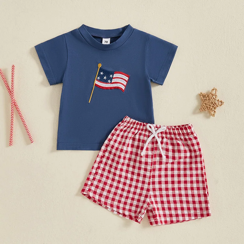 Toddler Baby Girl Boy 4th of July Outfit American Flag Embroidered Short Sleeve Top Plaid Elastic Waist Shorts 2Pcs Summer Set
Toddler Baby Girl Boy 4th of July Outfit American Flag Embroidered Short Sleeve Top Plaid Elastic Waist Shorts 2Pcs Summer Set