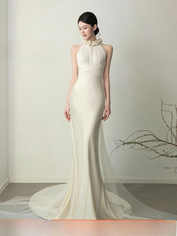 Ele White Fi Tail Wedding Dr Ne Hanging Sle Bridal Gown Outdoor Entrance Ceremony Long Sve Chiffon Dr
Ele White Fi Tail Wedding Dr Ne Hanging Sle Bridal Gown Outdoor Entrance Ceremony Long Sve Chiffon Dr