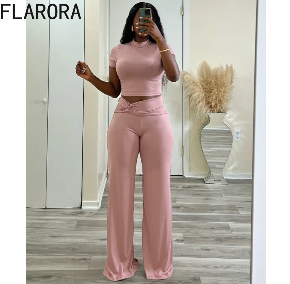FLARORA Casual Solid Color Tracksuit 2 Pcs Set Woman O Neck Short Sleeve Crop Tops And High Waist Wide Leg Pants Street Outfits
FLARORA Casual Solid Color Tracksuit 2 Pcs Set Woman O Neck Short Sleeve Crop Tops And High Waist Wide Leg Pants Street Outfits