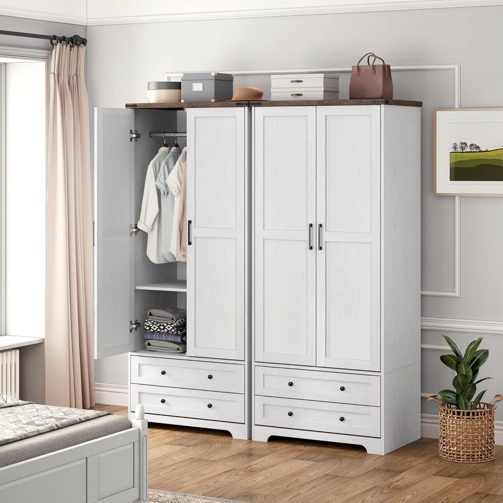 Tall Freestanding Wardrobe Cabinet with Doors Drawers Hanging Rail and Shelf Light Wood White
Tall Freestanding Wardrobe Cabinet with Doors Drawers Hanging Rail and Shelf Light Wood White