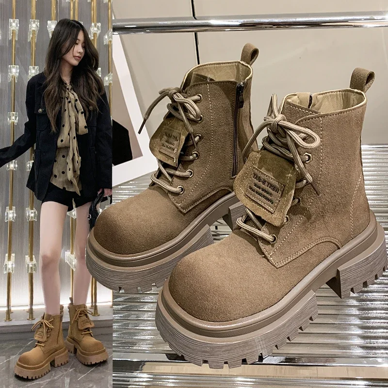 Women's Fashion Boots Side Zip Middle Follow Suede Brown Platform Shoes Wear-resistant Sole Women Shoes Outdoor Mountain Hiking
Women's Fashion Boots Side Zip Middle Follow Suede Brown Platform Shoes Wear-resistant Sole Women Shoes Outdoor Mountain Hiking