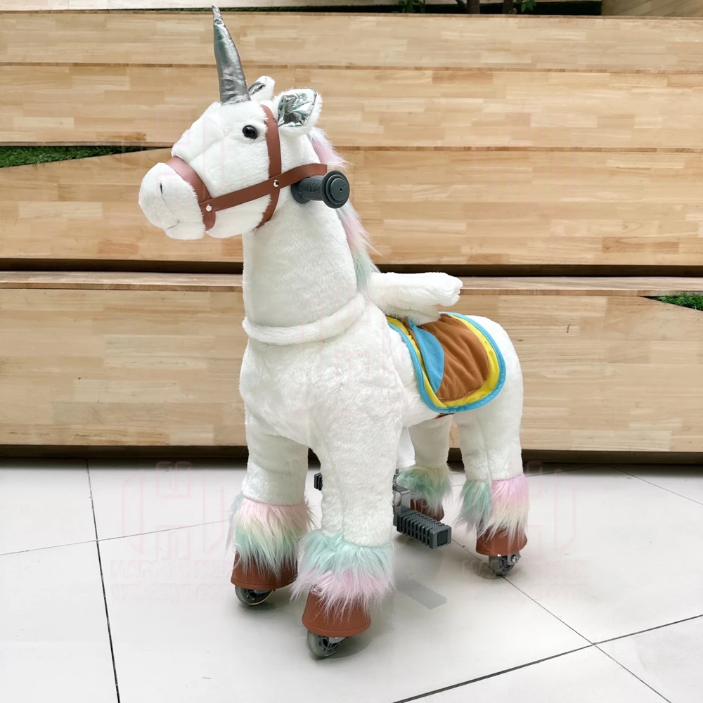 Ride on Colorful Unicorn Horse Toy Plush Walking Animal for 3-6 Years Mechanical Moving Walking Horse Plush Animal with Wheels
Ride on Colorful Unicorn Horse Toy Plush Walking Animal for 3-6 Years Mechanical Moving Walking Horse Plush Animal with Wheels