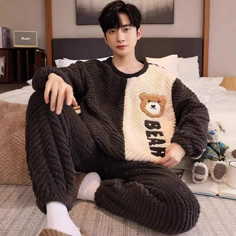 2025 Winter Long Sleeve Thick Warm Flannel Pajama Sets For Men Cute Cartoon Coral Velvet Sleepwear Pyjama Homewear Home Clothes
2025 Winter Long Sleeve Thick Warm Flannel Pajama Sets For Men Cute Cartoon Coral Velvet Sleepwear Pyjama Homewear Home Clothes