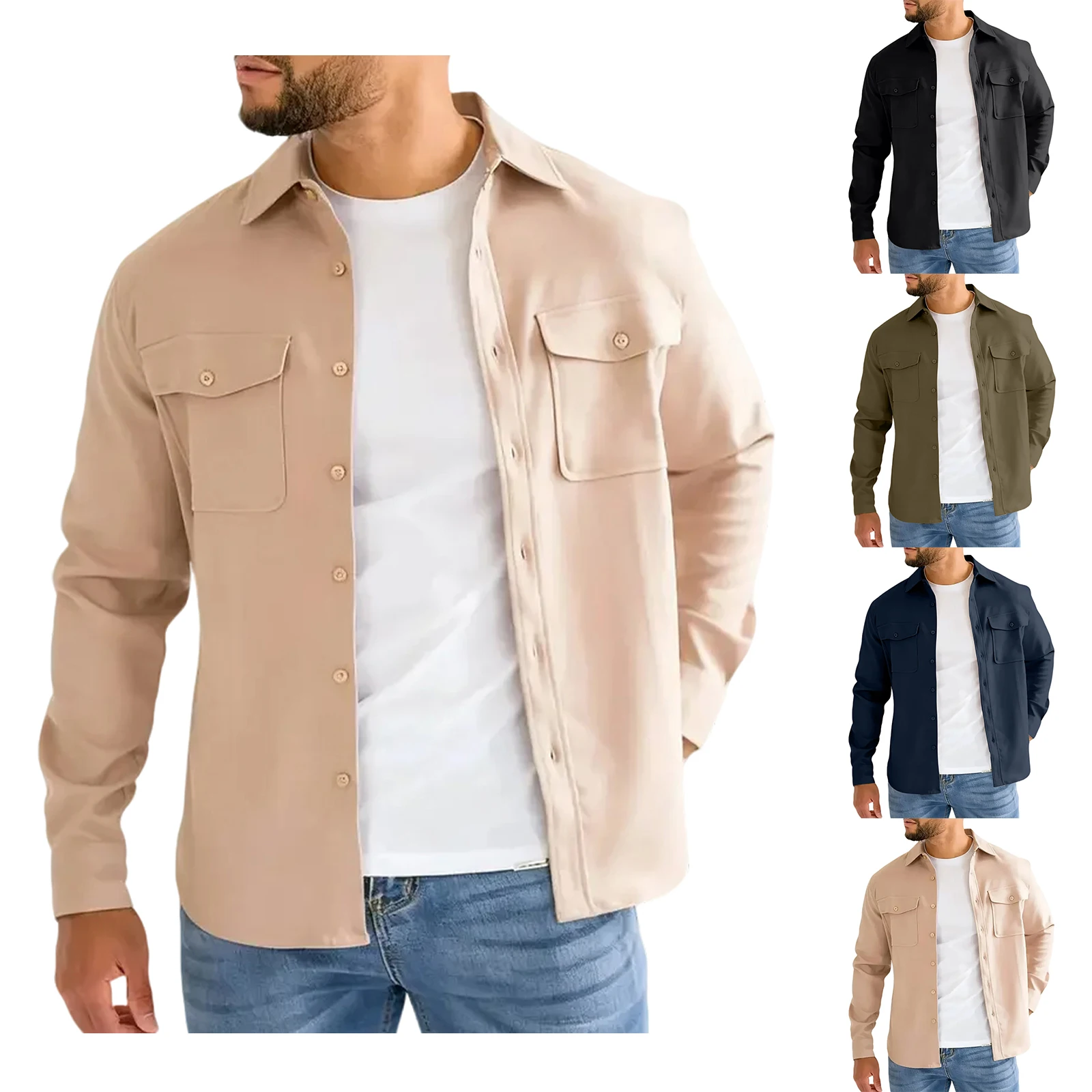 Мужские популярные куртки-рубашки с длинным рукавом для отдыха, повседневные простые однотонные топы с пуговицами и карманами, мужские топы на каждый день
Мужские популярные куртки-рубашки с длинным рукавом для отдыха, повседневные простые однотонные топы с пуговицами и карманами, мужские топы на каждый день