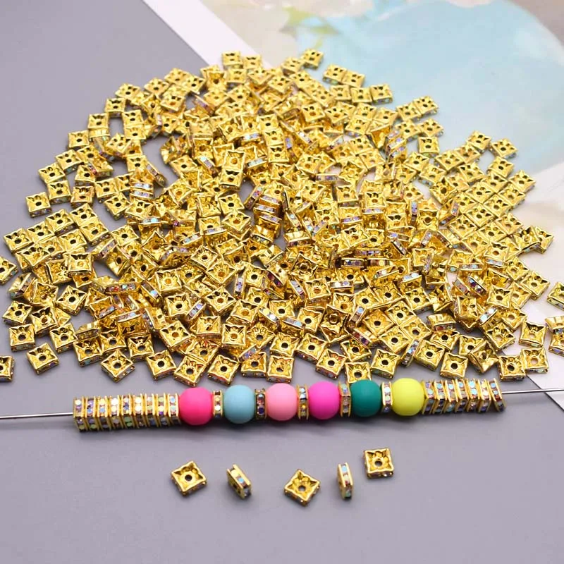6/8/10mm 50pcs/lot Gold Color Metal Alloy Square Rhinestone Spacer Loose Beads for Jewelry Making DIY Bracelet Necklace
6/8/10mm 50pcs/lot Gold Color Metal Alloy Square Rhinestone Spacer Loose Beads for Jewelry Making DIY Bracelet Necklace