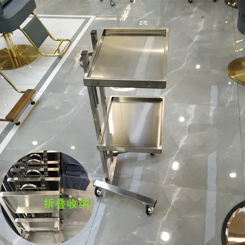 Stainless Steel Cosmetology Salon Trolley Hairdressing Fold Hair Salon Trolley Exclusive Haircut Tool Carro Commercial Furniture
Stainless Steel Cosmetology Salon Trolley Hairdressing Fold Hair Salon Trolley Exclusive Haircut Tool Carro Commercial Furniture