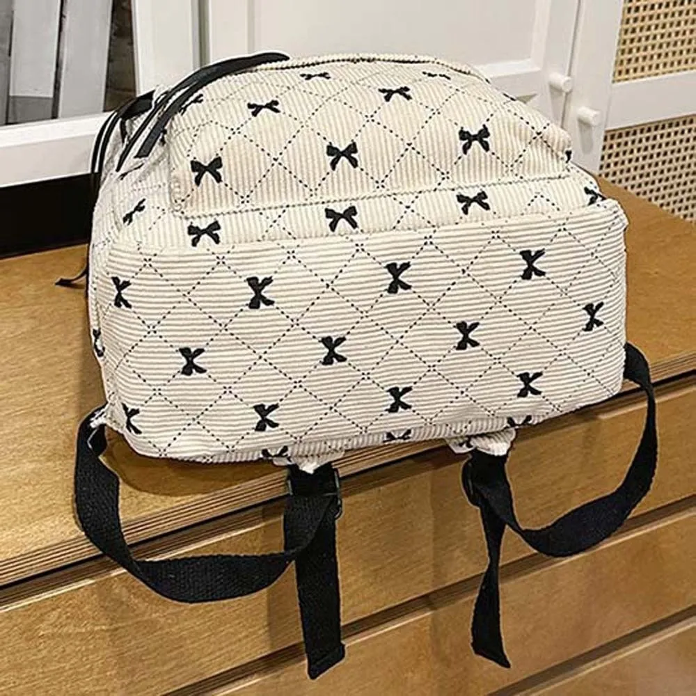 Daypack Corduroy Bow Backpack Casual Silk Design Students School Bag Contrast Color Fixed Webbing Large Capacity Backpack
Daypack Corduroy Bow Backpack Casual Silk Design Students School Bag Contrast Color Fixed Webbing Large Capacity Backpack