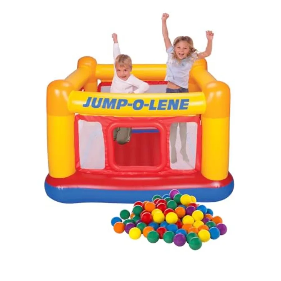 Indoor Outdoor Inflatable Jump-O-Lene Bounce House for Toddlers 3-6, Multi-Color PVC Play Castle with 100 Plastic Balls, Durabl
Indoor Outdoor Inflatable Jump-O-Lene Bounce House for Toddlers 3-6, Multi-Color PVC Play Castle with 100 Plastic Balls, Durabl