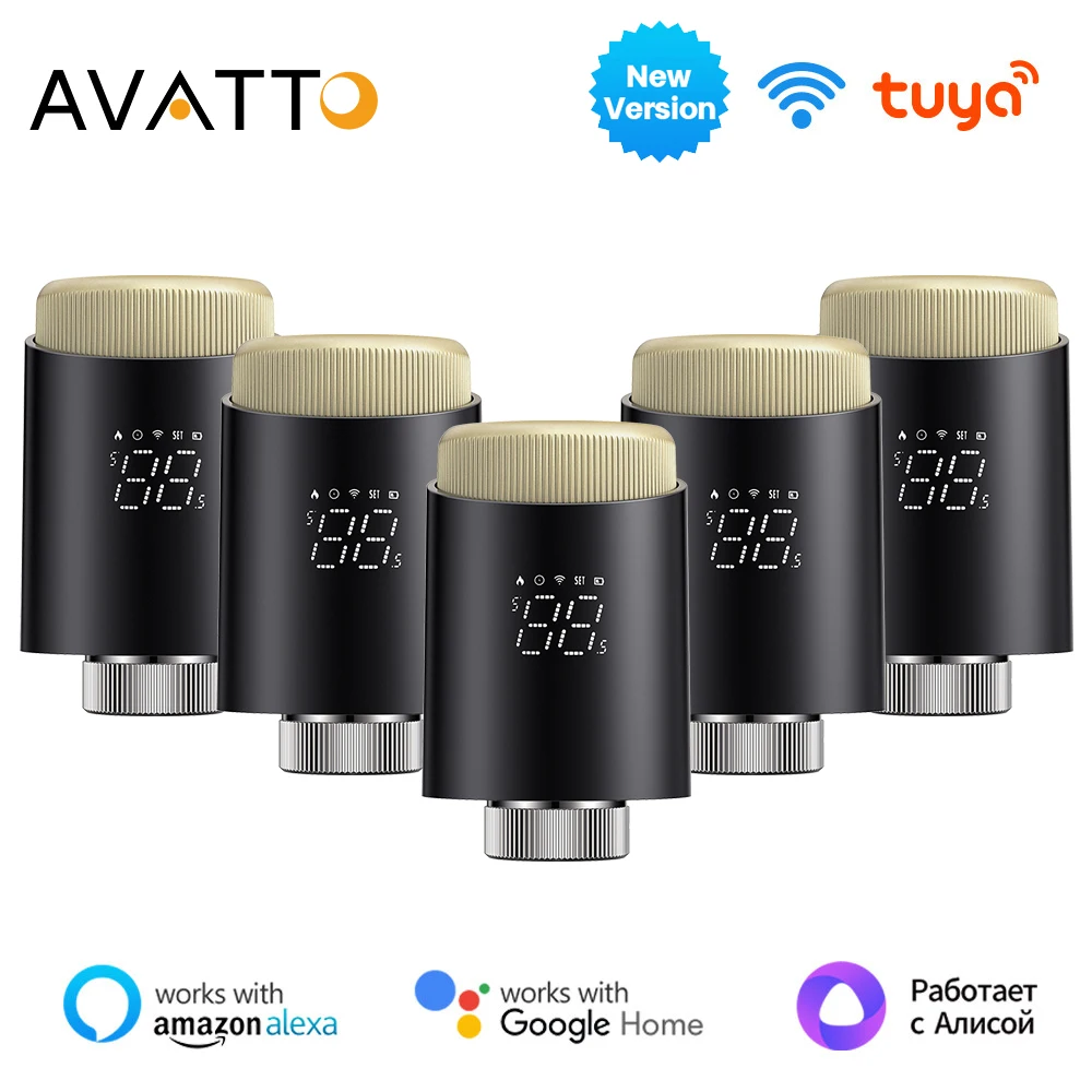 AVATTO WiFi привод радиатора термостата, Tuya TRV программируемый нагревательный термостат температурный контроллер для Alexa Google Home
AVATTO WiFi привод радиатора термостата, Tuya TRV программируемый нагревательный термостат температурный контроллер для Alexa Google Home