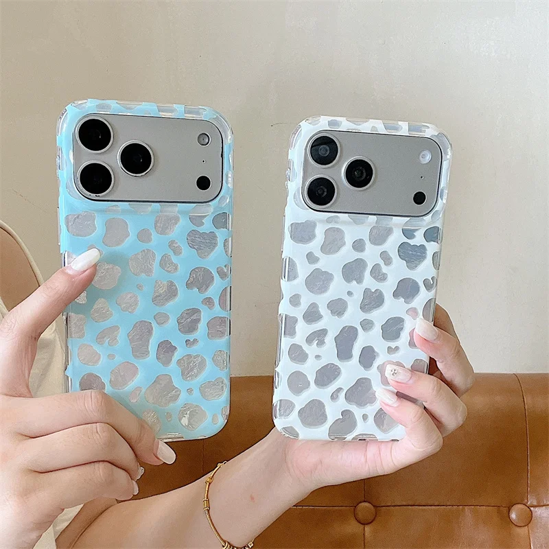 New Luxury Silver Cow Print Phone Case For iPhone 17 16 15 Pro Max Cute Blue White Soft TPU Shockproof Cover Fashion Women Gift
New Luxury Silver Cow Print Phone Case For iPhone 17 16 15 Pro Max Cute Blue White Soft TPU Shockproof Cover Fashion Women Gift