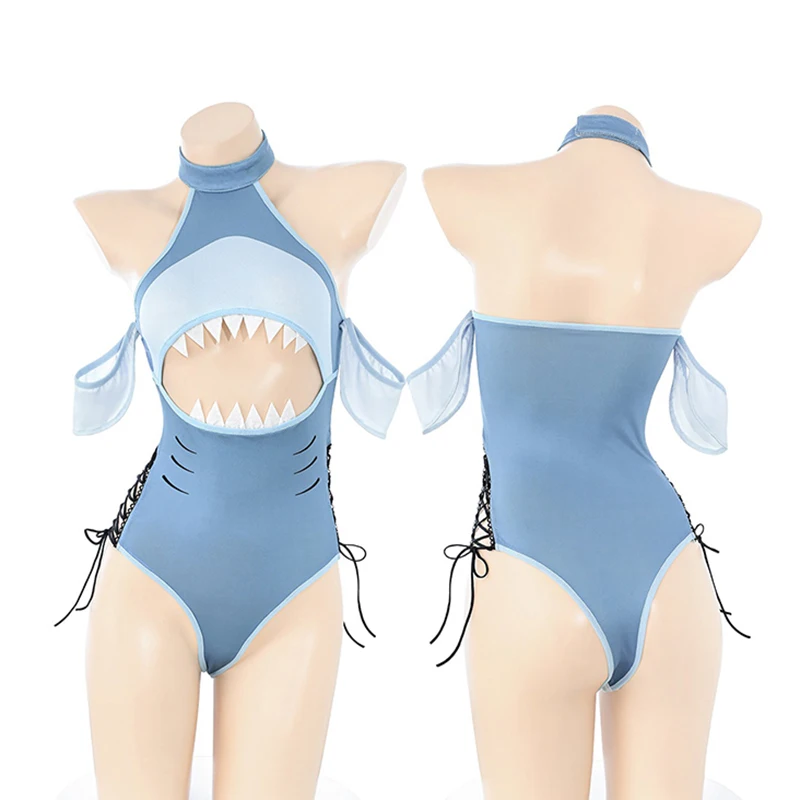 Anime Disguise Shark Maiden Uniform Teeth Mouth Backless Open Crotch Bodysuit Summer Beach Swimsuit Party Cosplay Costume New
Anime Disguise Shark Maiden Uniform Teeth Mouth Backless Open Crotch Bodysuit Summer Beach Swimsuit Party Cosplay Costume New