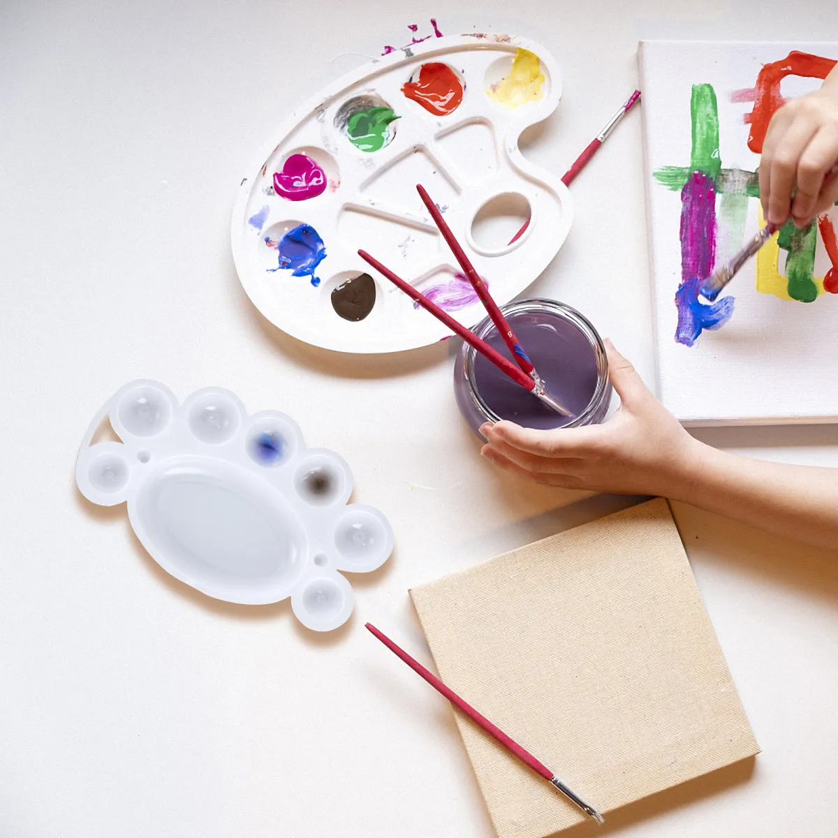 5Pcs Children Painting Palette Plastic Paint Tray Sturdy Non Toxic Lightweight Unique Shape for Kids DIY Art Project Craft
5Pcs Children Painting Palette Plastic Paint Tray Sturdy Non Toxic Lightweight Unique Shape for Kids DIY Art Project Craft