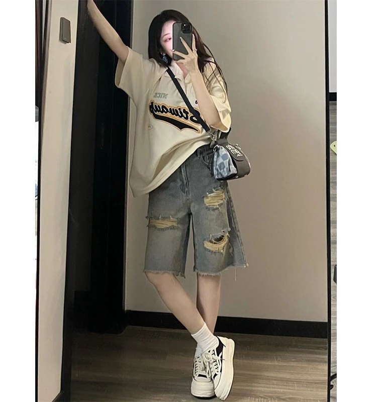 plus Size High Waist Ripped Denim Jeans Women's Loose Straight Leg Short Shorts Summer Fashion American High Street Jeans
plus Size High Waist Ripped Denim Jeans Women's Loose Straight Leg Short Shorts Summer Fashion American High Street Jeans