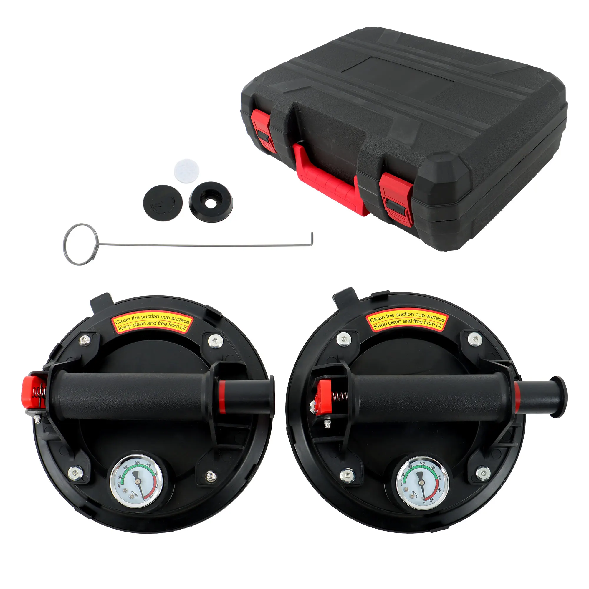 Heavy Duty Industrial Suction Cups 2 Pack 8inch 440 lbs Lift for Glass, Tile, Granite, Marble - Vacuum Lifter with Pressure Gaug
Heavy Duty Industrial Suction Cups 2 Pack 8inch 440 lbs Lift for Glass, Tile, Granite, Marble - Vacuum Lifter with Pressure Gaug