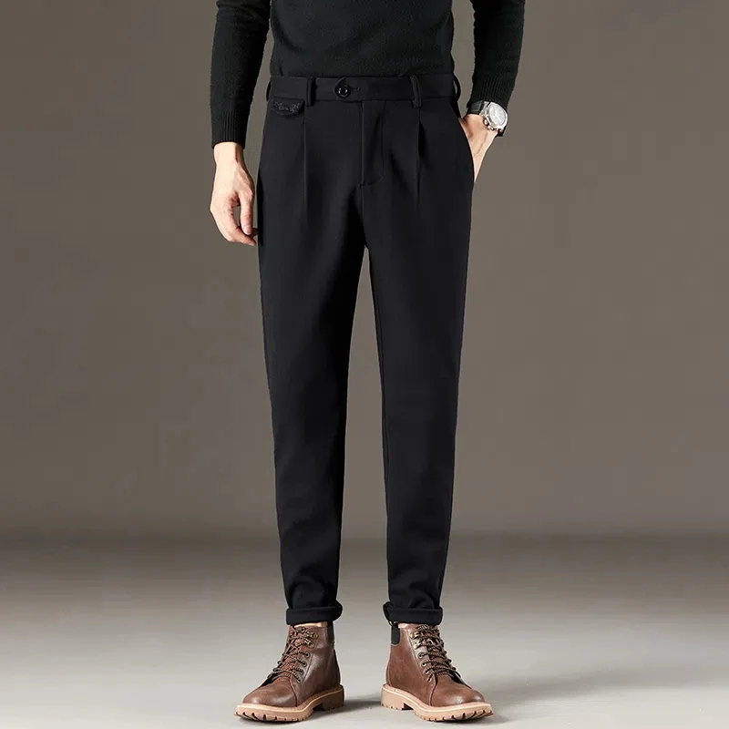 Autumn Winter Men Clothing Woolen Casual Pants Loose Business Straight Trousers Solid Color Pocket Buttons Warm Pantalon
Autumn Winter Men Clothing Woolen Casual Pants Loose Business Straight Trousers Solid Color Pocket Buttons Warm Pantalon