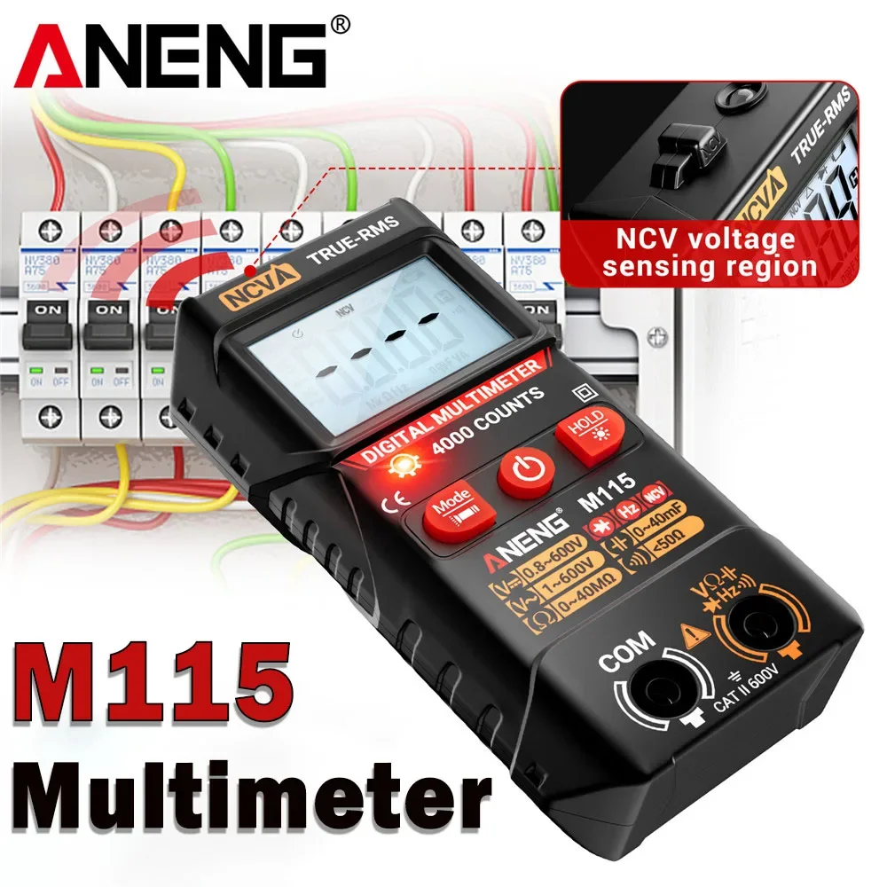 Digital Multimeter Portable Multi-function AC/DC Voltage Hertz freauency Resistance NCV Sensing 4000 Counts Detector ANENG M115
Digital Multimeter Portable Multi-function AC/DC Voltage Hertz freauency Resistance NCV Sensing 4000 Counts Detector ANENG M115