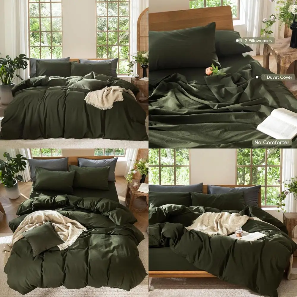Bedding Duvet Cover Set 100% Washed Cotton Linen Like Textured Breathable Durable Soft Comfy (Solid Olive Green, King 104"x90")
Bedding Duvet Cover Set 100% Washed Cotton Linen Like Textured Breathable Durable Soft Comfy (Solid Olive Green, King 104"x90")