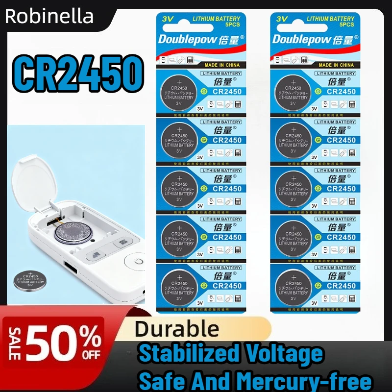 CR2450 3V Lithium Battery for Smart Door Locks, Thermometers, Pet Trackers, IoT Sensors, Home Security Systems CR2450
CR2450 3V Lithium Battery for Smart Door Locks, Thermometers, Pet Trackers, IoT Sensors, Home Security Systems CR2450
