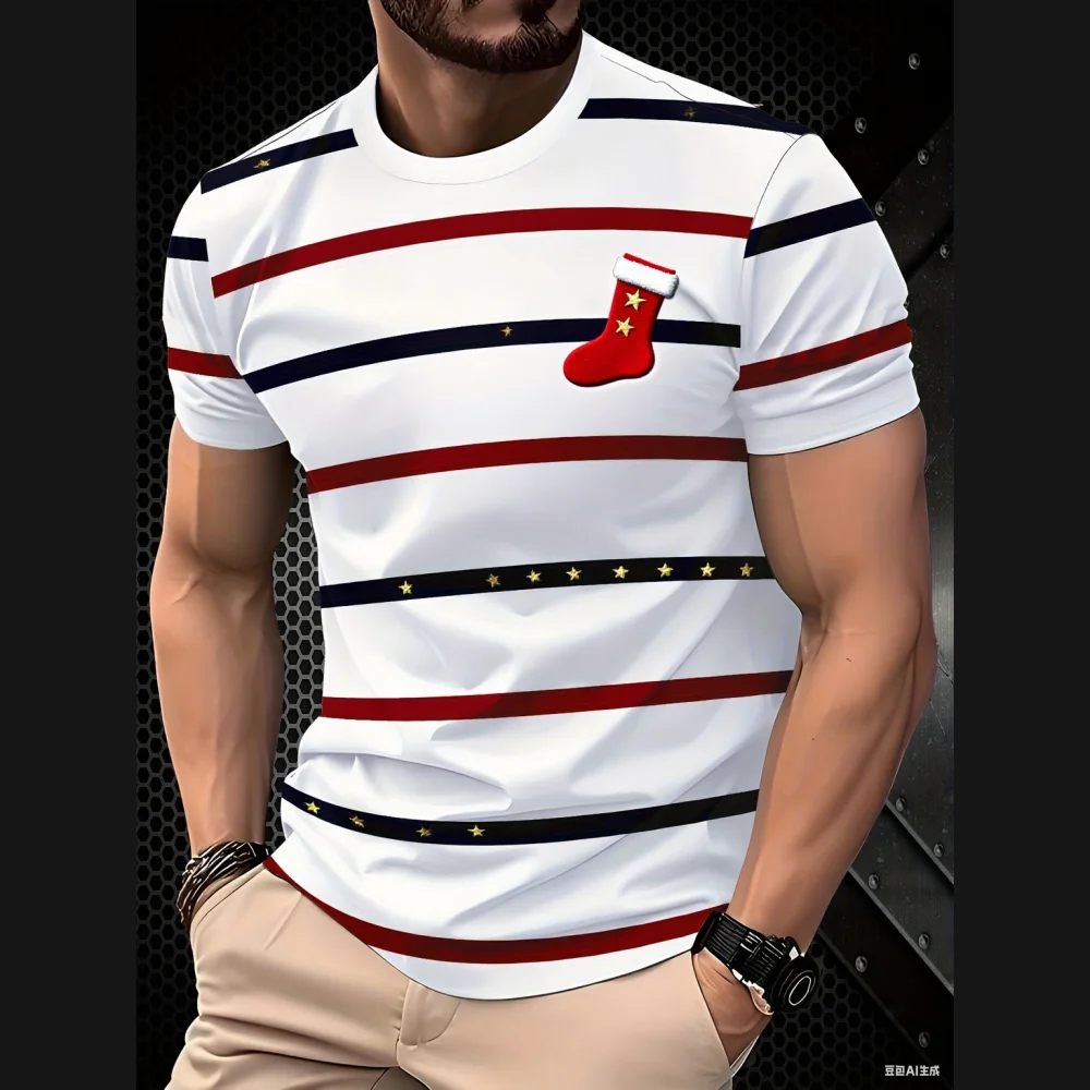 Summer Classic Men's T-shirt Christmas Elements Printed Loose Tops Outdoor O-neck Short Sleeve Tops Oversized X'mas Men Clothing
Summer Classic Men's T-shirt Christmas Elements Printed Loose Tops Outdoor O-neck Short Sleeve Tops Oversized X'mas Men Clothing