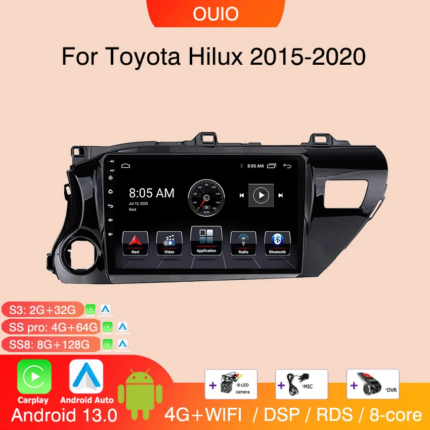 8 ГБ + 128 ГБ Android 13 радио для Toyota Hilux Pick Up AN120 2015-2020 автомобильный стерео Мультимедийный Плеер Carplay авто GPS навигация
8 ГБ + 128 ГБ Android 13 радио для Toyota Hilux Pick Up AN120 2015-2020 автомобильный стерео Мультимедийный Плеер Carplay авто GPS навигация