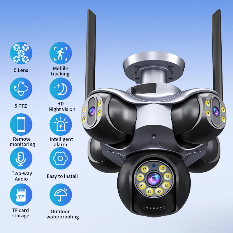 20MP 5Lens Full Color Wireless PTZ IP Dome Camera AI Humanoid Detection Home Security CCTV Baby Monitor
20MP 5Lens Full Color Wireless PTZ IP Dome Camera AI Humanoid Detection Home Security CCTV Baby Monitor