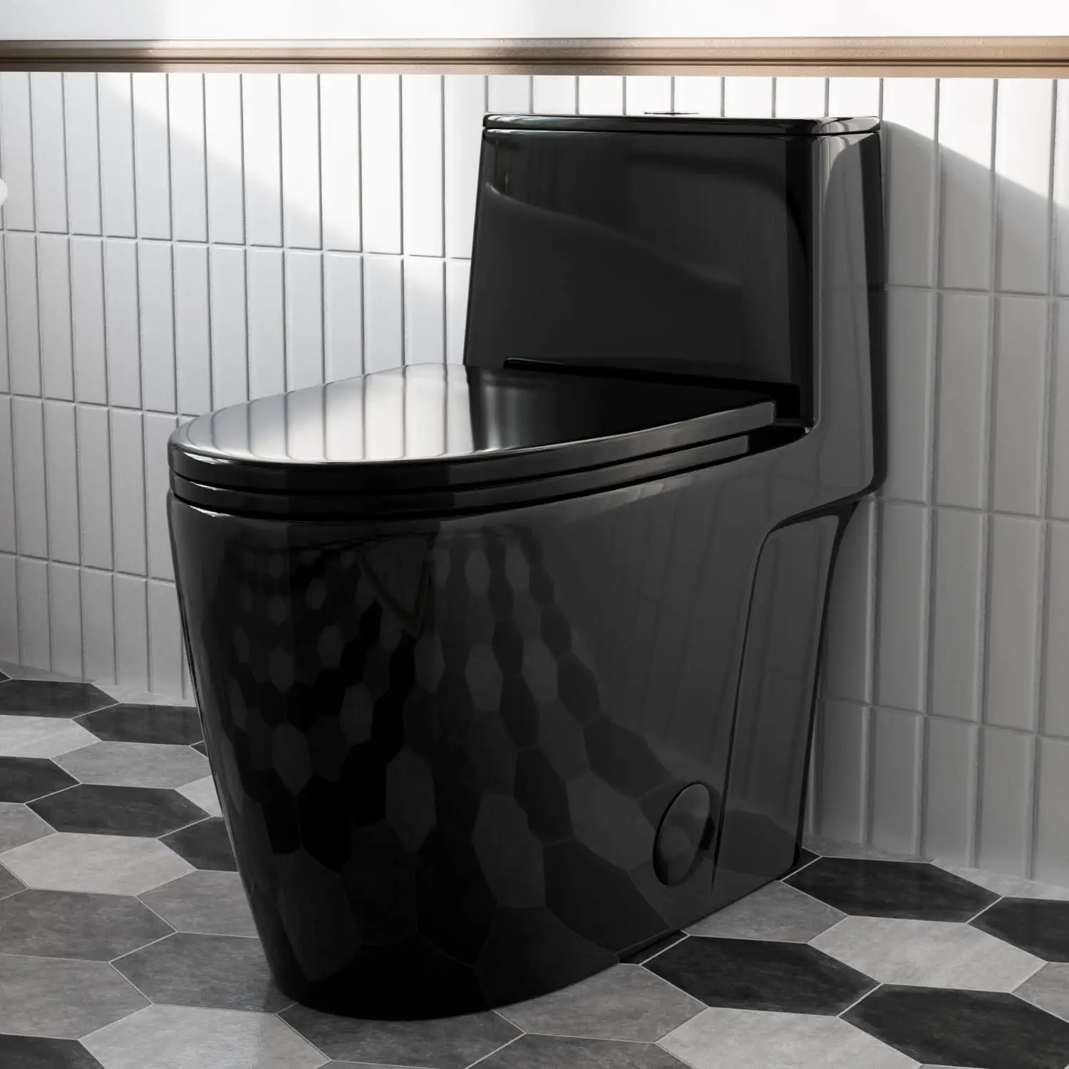 Black Toilet with Rimless Swirl Flush, 17.3" ADA Modern Elongated One Piece Toilets For Bathrooms, Dual Flush 1.0/1.28, Custom
Black Toilet with Rimless Swirl Flush, 17.3" ADA Modern Elongated One Piece Toilets For Bathrooms, Dual Flush 1.0/1.28, Custom