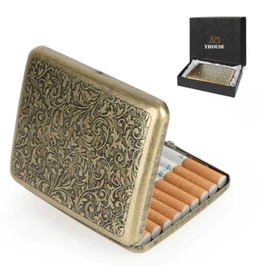 Cigarette Case - Retro Metal Cigarette Box Double Sided Spring Clip Open Pocket Holder for 20 Cigarettes Golden
Cigarette Case - Retro Metal Cigarette Box Double Sided Spring Clip Open Pocket Holder for 20 Cigarettes Golden