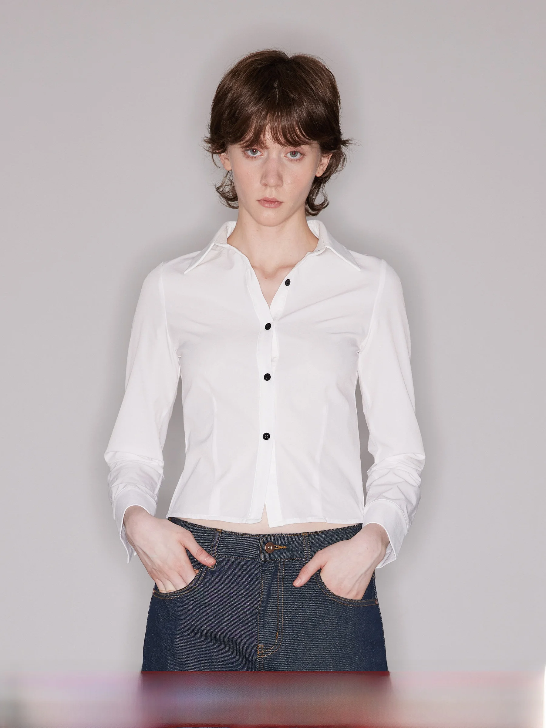 Slim Fit Long Sleeve White Shirt for Women Waist Cinched Retro American Style Top Street Style Nylon Spandex Blend Thin Fabric
Slim Fit Long Sleeve White Shirt for Women Waist Cinched Retro American Style Top Street Style Nylon Spandex Blend Thin Fabric