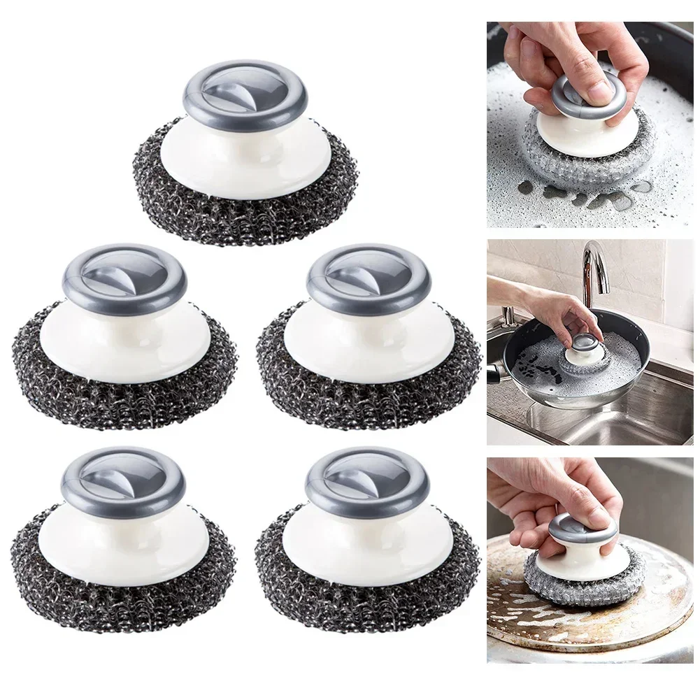 5PCS Steel Wool Scrubber With Handle Non-Scratch Stainless Steel Dish Scrubber Brushes Cleaning Dishes Stock Pots Metal Scrubber
5PCS Steel Wool Scrubber With Handle Non-Scratch Stainless Steel Dish Scrubber Brushes Cleaning Dishes Stock Pots Metal Scrubber