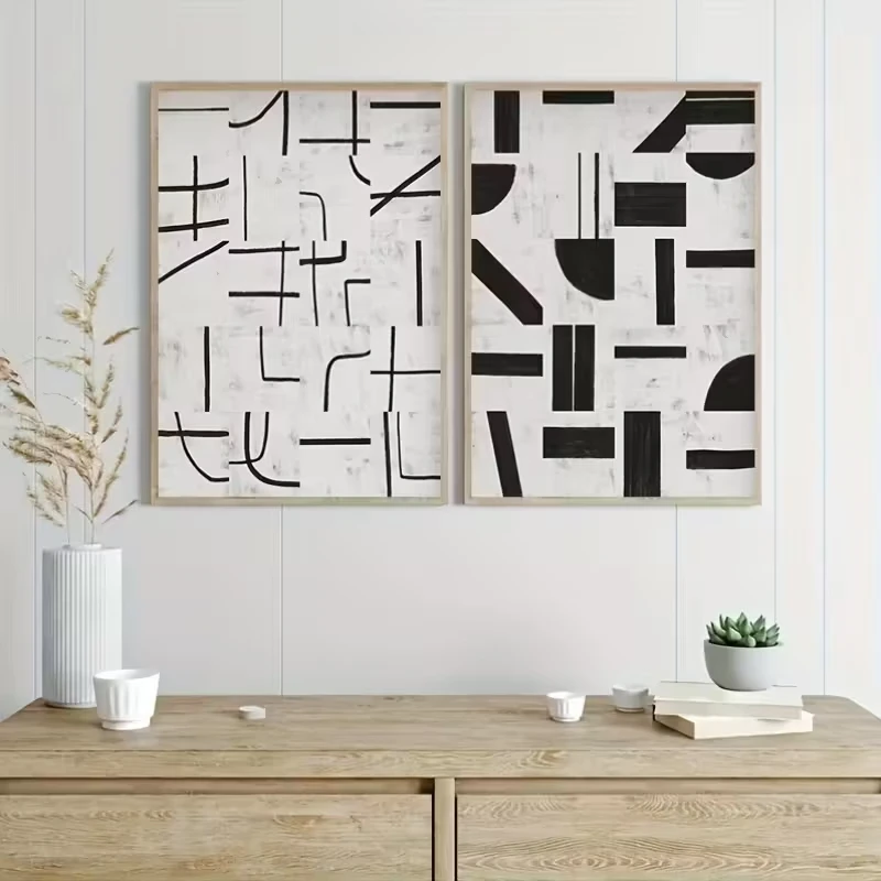 2pcs Modern Minimalist Abstract Geometric Canvas Wall Art, Black and White Texture Poster Printing, Modern Home Decoration 
2pcs Modern Minimalist Abstract Geometric Canvas Wall Art, Black and White Texture Poster Printing, Modern Home Decoration