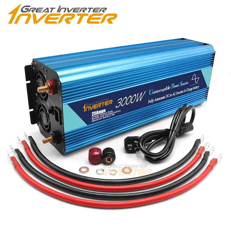 3000W Pure Sine Wave Inverter Built-in UPS 20A 10A 8A Charge Controller DC 12V 24V 48V TO AC 110V/220V charger Home Use
3000W Pure Sine Wave Inverter Built-in UPS 20A 10A 8A Charge Controller DC 12V 24V 48V TO AC 110V/220V charger Home Use