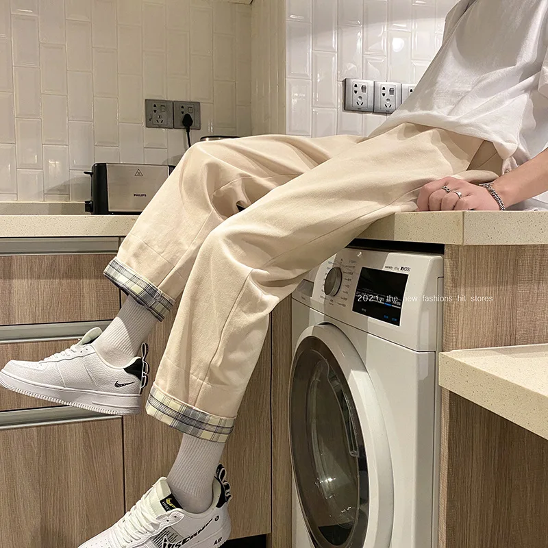 Straight Cylinder Solid Color Men Breathable Trousers Plaid Loose Casual All-match Harajuku Korean Bound Feet Cropped Pants
Straight Cylinder Solid Color Men Breathable Trousers Plaid Loose Casual All-match Harajuku Korean Bound Feet Cropped Pants