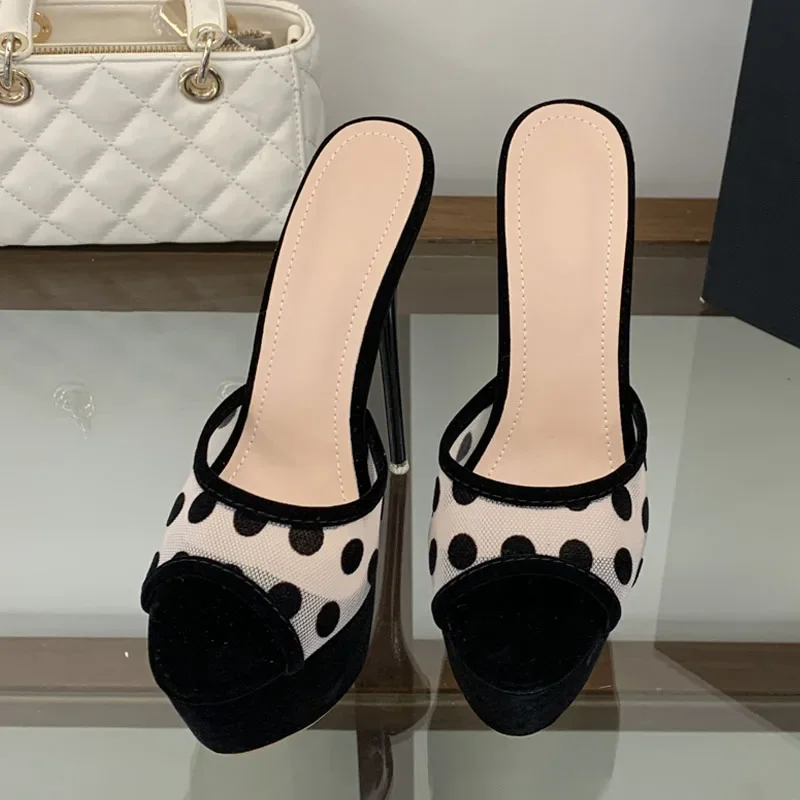 Aneikeh Fashion Bohemian style Polka Dot Breathable Mesh Open Toe Woman Slippers Sexy Stiletto High Heels Banquet Slide Shoes
Aneikeh Fashion Bohemian style Polka Dot Breathable Mesh Open Toe Woman Slippers Sexy Stiletto High Heels Banquet Slide Shoes