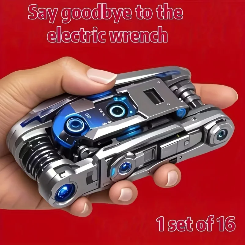 16-in-1 Socket Wrench Set, Non-Slip Rotating Head. Durable Stainless Steel for Home & Car Repairs. Easy & Universal Tool.
16-in-1 Socket Wrench Set, Non-Slip Rotating Head. Durable Stainless Steel for Home & Car Repairs. Easy & Universal Tool.