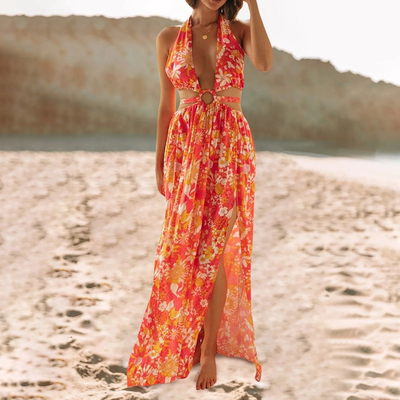 Elegant Women Long Straps Dress Floral Print Dresses Lace Up Maxi Dresses Backless Hollow Out Open Waist Dress Summer Vestidos
Elegant Women Long Straps Dress Floral Print Dresses Lace Up Maxi Dresses Backless Hollow Out Open Waist Dress Summer Vestidos