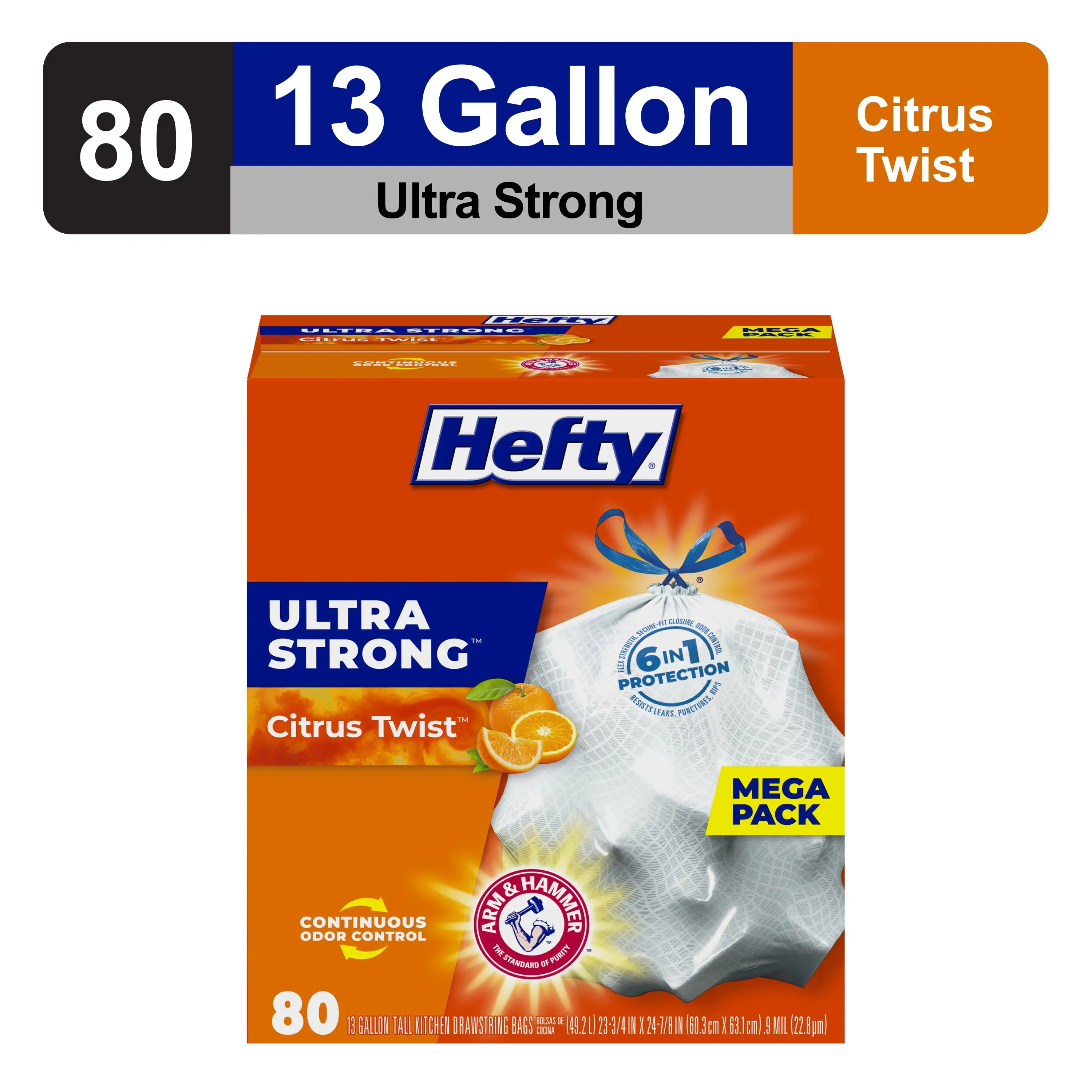 Ultra Strong 13 Gallon Trash Bags, Tall Kitchen Trash Bags, White, Citrus Twist Scent, 80 Bags
Ultra Strong 13 Gallon Trash Bags, Tall Kitchen Trash Bags, White, Citrus Twist Scent, 80 Bags