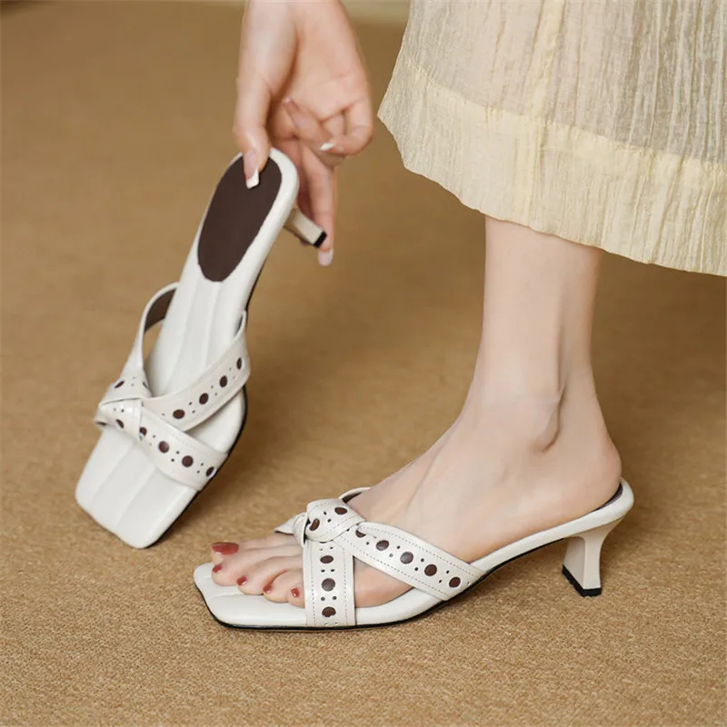New Summer Slippers Genuine Leather Women Shoes Square Toe Shoes for Women Fashion Mixed Color Slippers Handmade High Heels
New Summer Slippers Genuine Leather Women Shoes Square Toe Shoes for Women Fashion Mixed Color Slippers Handmade High Heels
