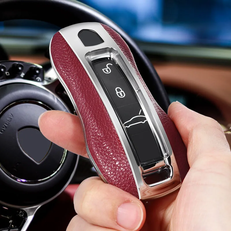 Fashion Leather Car Smart Key Case Cover for Porsche Cayenne Coupe Panamera Taycan 911 971 9YA Macan Boxste Keyless Chain
Fashion Leather Car Smart Key Case Cover for Porsche Cayenne Coupe Panamera Taycan 911 971 9YA Macan Boxste Keyless Chain