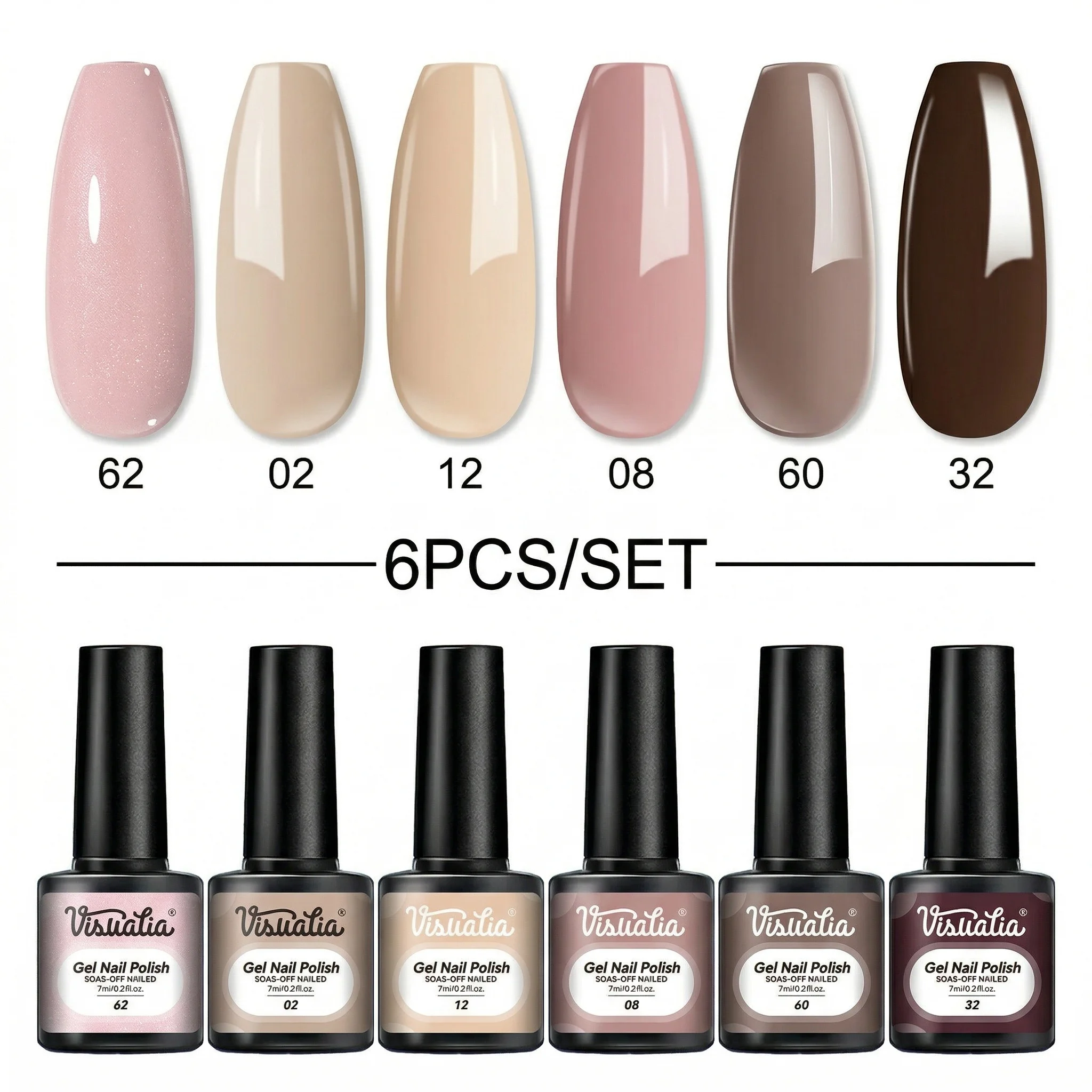 Solid color gel nail polish, 6-pack - Glossy washable/LED light-curable, suitable for nail salons and manicurists, 7ml per bottl
Solid color gel nail polish, 6-pack - Glossy washable/LED light-curable, suitable for nail salons and manicurists, 7ml per bottl