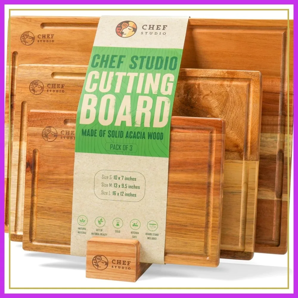 Acacia Wood Cutting Board Set of 3 – Kitchen Chopping & Serving Boards, Non-Plastic Bamboo Alternative, Hostess Gift
Acacia Wood Cutting Board Set of 3 – Kitchen Chopping & Serving Boards, Non-Plastic Bamboo Alternative, Hostess Gift