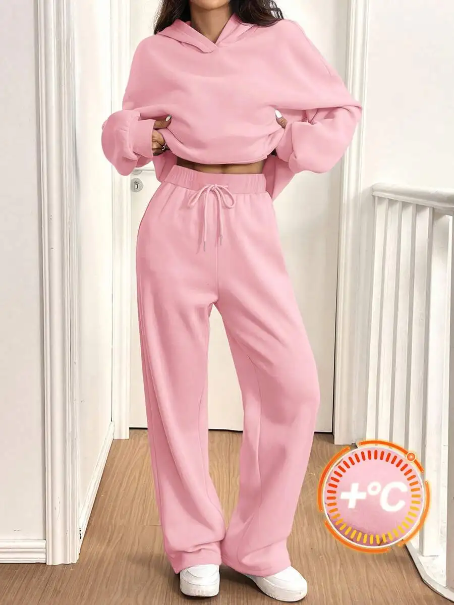 Pink Casual Thermal Lined Hooded Sweatshirt And Pants Set For Women Autumn Winter
Pink Casual Thermal Lined Hooded Sweatshirt And Pants Set For Women Autumn Winter