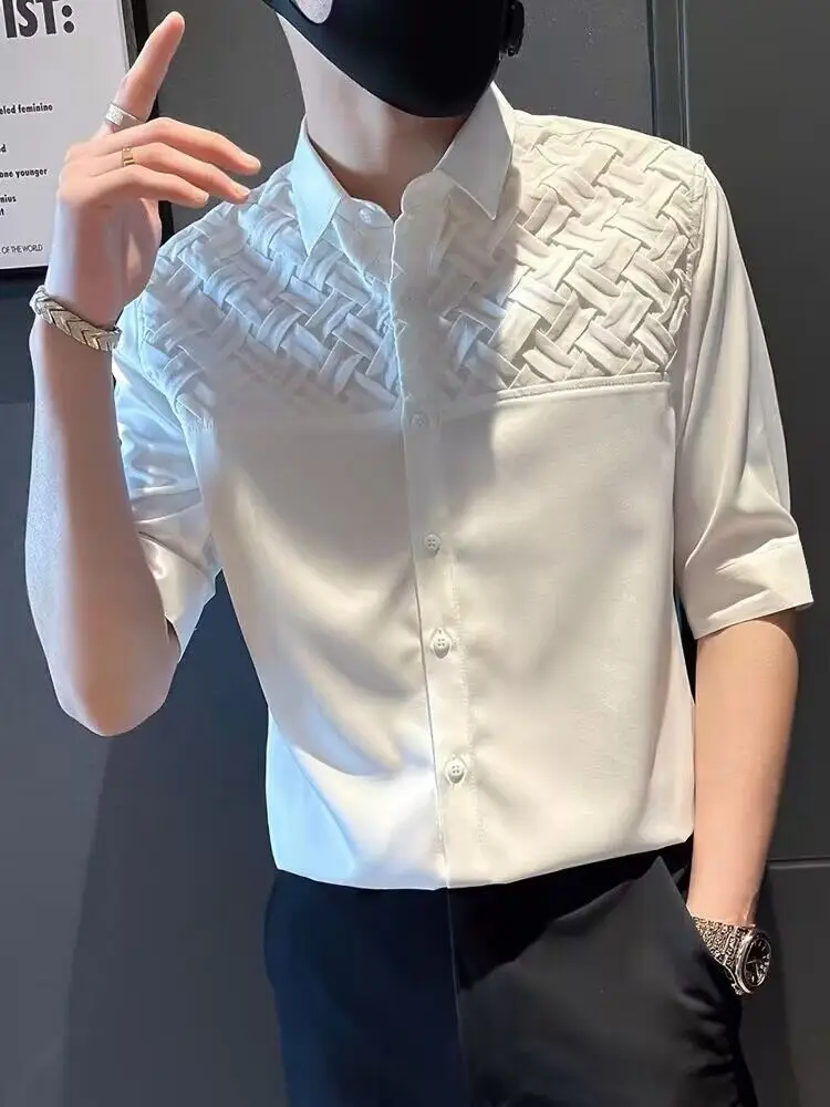 Summer Men's Short Sleeve Shirt Mid-Sleeve Shirt Trendy Hairstylist Fashion Men's Wear
Summer Men's Short Sleeve Shirt Mid-Sleeve Shirt Trendy Hairstylist Fashion Men's Wear