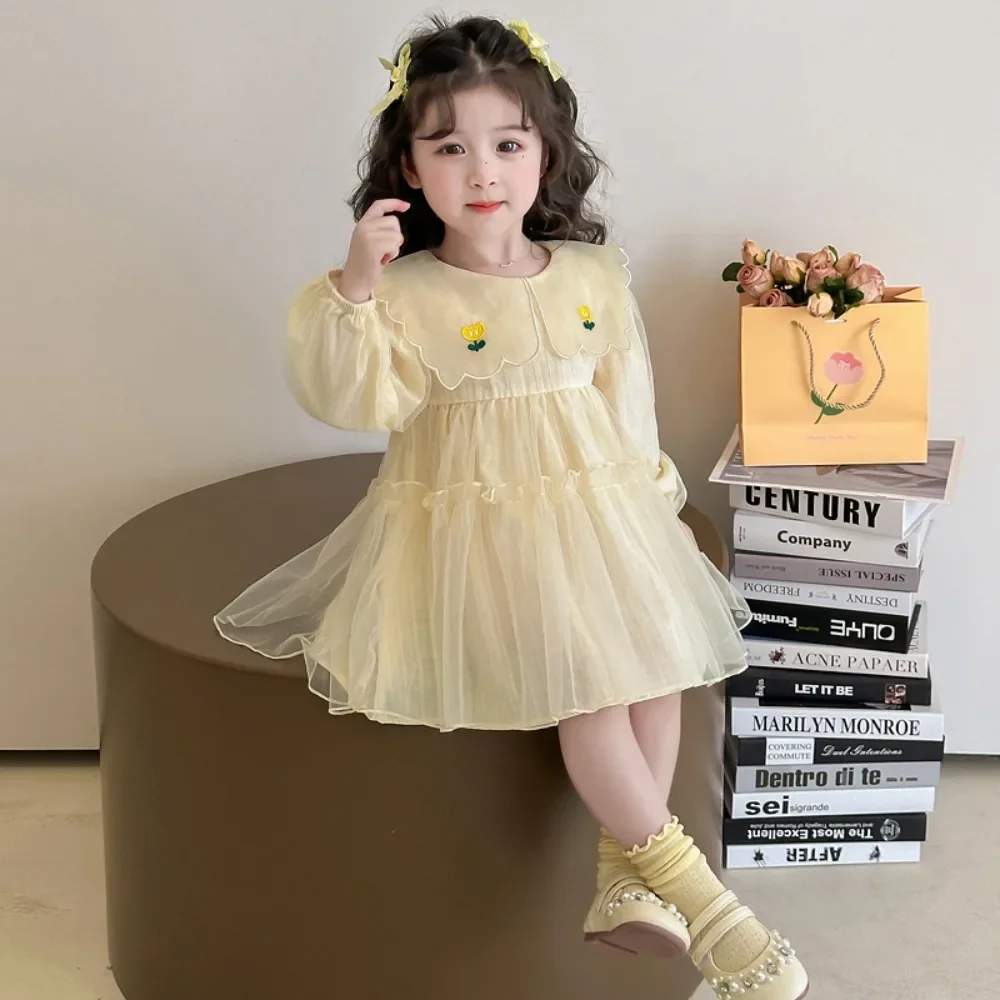 Autumn New Flower Girls Dresses Spring Yellow Long Sleeve Collar Children's Clothing Sweet and Cute Mesh Splicing Princess Dress
Autumn New Flower Girls Dresses Spring Yellow Long Sleeve Collar Children's Clothing Sweet and Cute Mesh Splicing Princess Dress
