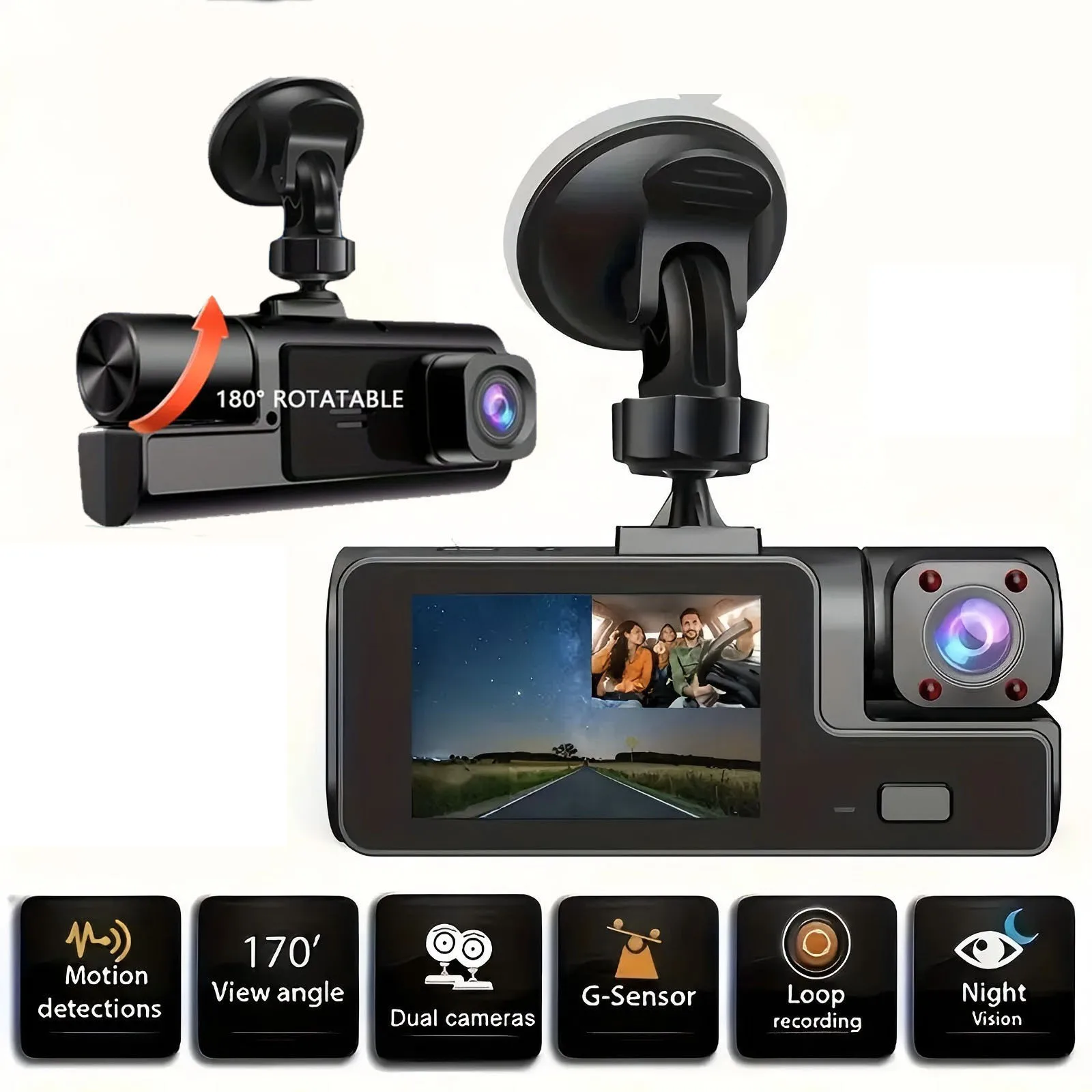 High-performance 3-lens dash cam With motion detection and parking mode record automatically when it detects a collision or …
High-performance 3-lens dash cam With motion detection and parking mode record automatically when it detects a collision or …