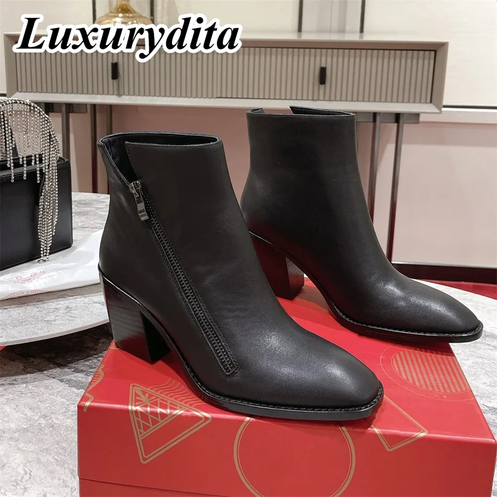 LUXURYDITA Designer Womens High heels boot Luxury Real Leather Ankle boots Red heel Retro Classic thigh high long boots H726
LUXURYDITA Designer Womens High heels boot Luxury Real Leather Ankle boots Red heel Retro Classic thigh high long boots H726