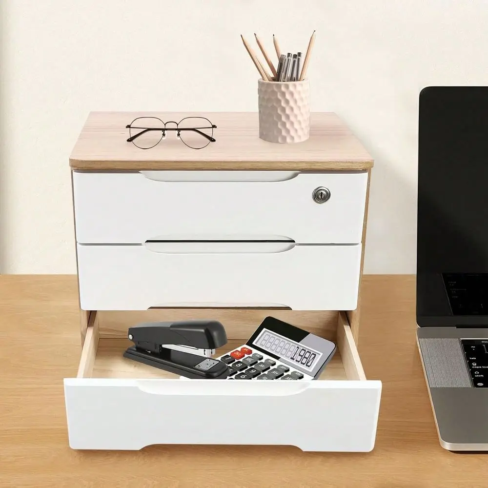 CNCEST Wood Desk Organizer With 3 Drawers, Lockable Desktop Countertop Storage Cabinet For Home Office Supplies File Tabletop S
CNCEST Wood Desk Organizer With 3 Drawers, Lockable Desktop Countertop Storage Cabinet For Home Office Supplies File Tabletop S