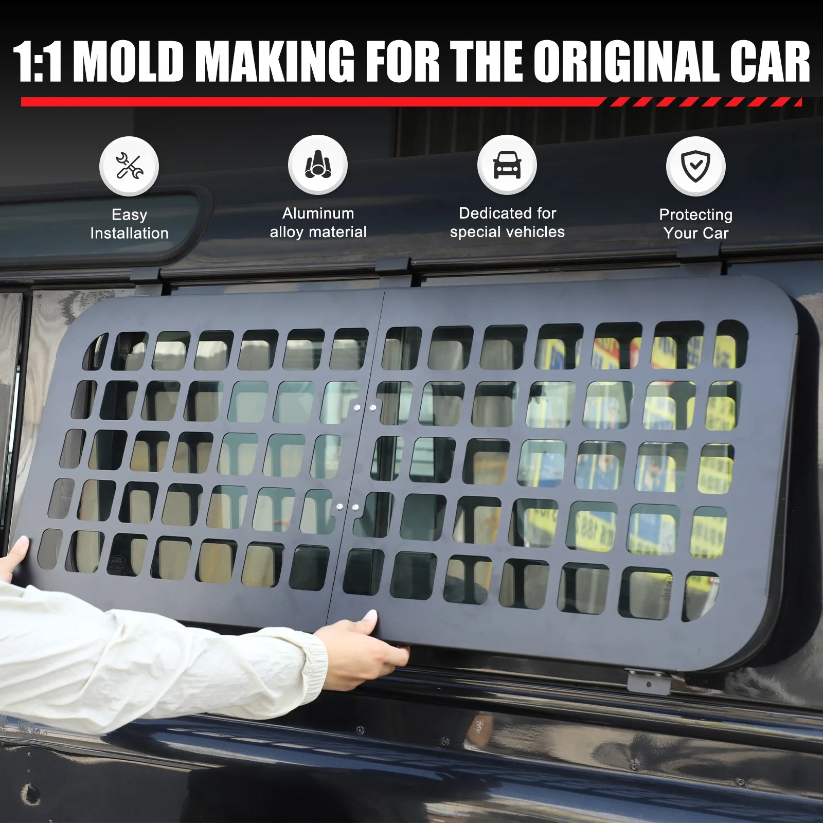 Aluminum Alloy Car Window Single Side Molle Panel Plate For Land Rover Defender 2004-2018 Glass Protection Rack Trim Accessories
Aluminum Alloy Car Window Single Side Molle Panel Plate For Land Rover Defender 2004-2018 Glass Protection Rack Trim Accessories